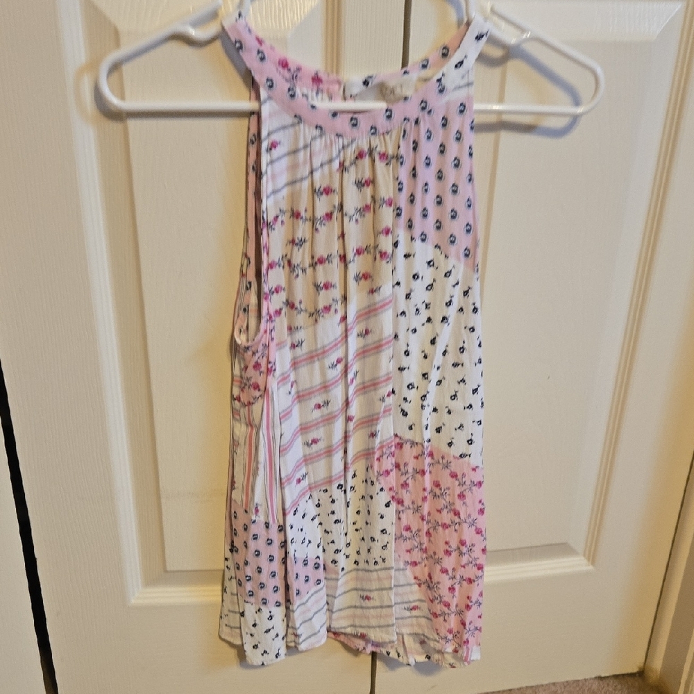 NWOT LOFT Floral Pink and White Sleeveless Blouse
